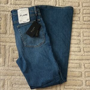 rag & bone Casey High Rise Blue Flare Jeans 32
